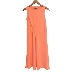 LAFAYETTE 148 Asymmetric Crepe Dress GORGEOUS COLOR Coral Reef Sleeveless Size S